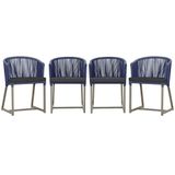 4 Cadeiras De Jantar Noronha Fendi Corda Náutica E11 Trama Azul