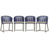 4 Cadeiras De Jantar Noronha Fendi Corda Náutica E7 Trama Azul