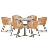 Mesa Com 6 Cadeiras Jantar Noronha Marrom E3 Trama Original Terra Cota