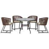 Mesa Com 4 Cadeiras E Noronha Estofado 7 Trama Original Marrom