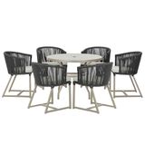 Mesa E 6 Cadeiras De Jantar Noronha Fendi E3 Trama Original Preto