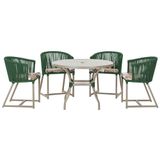 Mesa Com 4 Cadeiras E Noronha Estofado 6 Trama Original Verde