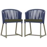 2 Cadeiras De Jantar Noronha Fendi Corda Náutica E13 Trama Azul