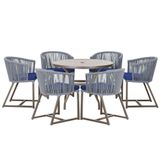 Mesa E 6 Cadeiras Jantar Noronha Marrom E10 Trama Original Prata