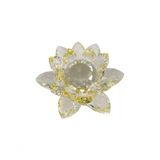 Enfeite Decoração De Cristal Vidro Flor De Lotus Para Sala Quarto Cristaleira Pequeno 8cm Amarelo