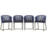 4 Cadeiras De Jantar Noronha Fendi Corda Náutica E9 Trama Azul