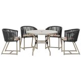 Mesa Com 4 Cadeiras E Noronha Estofado 6 Trama Original Preto