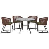 Mesa Com 4 Cadeiras E Noronha Estofado 13 Trama Original Marrom
