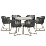 Mesa E 6 Cadeiras De Jantar Noronha Fendi E13 Trama Original Preto
