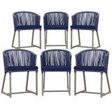 6 Cadeiras De Jantar Noronha Fendi Corda Náutica E10 Trama Azul
