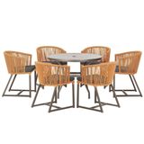 Mesa Com 6 Cadeiras Jantar Noronha Marrom E11 Trama Original Terra Cota