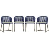 4 Cadeiras De Jantar Noronha Fendi Corda Náutica E3 Trama Azul