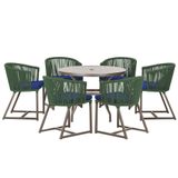 Mesa E 6 Cadeiras Jantar Noronha Marrom E10 Trama Original Verde