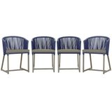 4 Cadeiras De Jantar Noronha Fendi Corda Náutica E8 Trama Azul