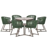 Mesa Com 6 Cadeiras Jantar Noronha Marrom E11 Trama Original Verde