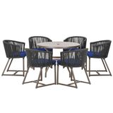 Mesa E 6 Cadeiras Jantar Noronha Marrom E10 Trama Original Preto