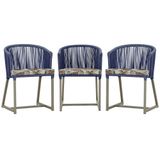 3 Cadeiras De Jantar Noronha Fendi Corda Náutica E6 Trama Azul