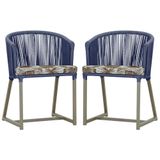 2 Cadeiras De Jantar Noronha Fendi Corda Náutica E6 Trama Azul