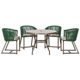 Mesa Com 4 Cadeiras E Noronha Estofado 6 Trama Original Verde