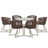 Mesa E 6 Cadeiras De Jantar Noronha Fendi E13 Trama Original Marrom