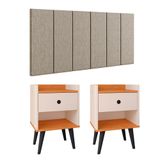 Kit 2 Mesinhas Decore Off White/cinamomo Nicho Porta Objetos Pés Palito Cabeceira Suspensa Júlia Cama Box King 1,95 Bege Linho - Lojas Rpm