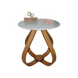 Mesa Lateral Cebola Com Vidro 50cm Off White 60cm