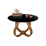 Mesa De Centro Cebola Com Vidro 60cm Preto 40cm