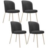 Kit 4 Cadeiras Sala De Jantar Estofada Gavi Arena L02 Linho Cinza Escuro Lyam Decor
