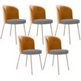 Kit 5 Cadeiras Sala De Jantar Estofada Gavi Arena L02 Couríssimo Whisky Pied Poule Lyam Decor