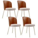 Kit 4 Cadeiras Sala De Jantar Estofada Gavi Arena L02 Couríssimo Camel Bouclê Creme Lyam Decor