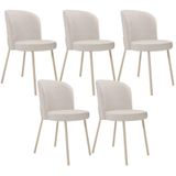 Kit 5 Cadeiras Sala De Jantar Estofada Gavi Arena L02 Linho Cru Lyam Decor