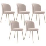 Kit 5 Cadeiras Sala De Jantar Estofada Gavi Arena L02 Suede Bege Lyam Decor
