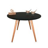 Mesa Jantar Pés Palitos Tampo Redondo Vidro Laqueado 120cm Preto