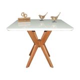 Mesa Jantar Pandora Tampo Quadrado Laca Com Vidro 110cm Branco