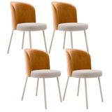 Kit 4 Cadeiras Sala De Jantar Estofada Gavi Arena L02 Couríssimo Whisky Bouclê Creme Lyam Decor