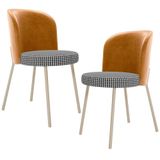 Kit 2 Cadeiras Sala De Jantar Estofada Gavi Arena L02 Couríssimo Whisky Pied Poule Lyam Decor
