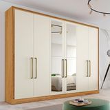Guarda Roupa Casal Com Espelho 6 Portas 6 Gavetas Argos-peroba-off White Made Marcs