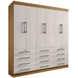 Guarda Roupa Casal 6 Portas 12 Gavetas Mônaco-cinamomo-off White Móveis D&#39;doro