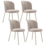 Kit 4 Cadeiras Sala De Jantar Estofada Gavi Arena L02 Bouclê Creme Lyam Decor