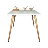Mesa Jantar Pés Palitos Tampo Quadrado Vidro Laqueado 110cm Branco