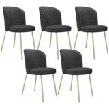 Kit 5 Cadeiras Sala De Jantar Estofada Gavi Arena L02 Linho Cinza Escuro Lyam Decor