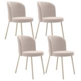 Kit 4 Cadeiras Sala De Jantar Estofada Gavi Arena L02 Suede Bege Lyam Decor
