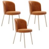 Kit 3 Cadeiras Sala De Jantar Estofada Gavi Arena L02 Couríssimo Canela Lyam Decor