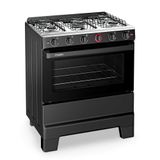 Fogão A Gás 5 Bocas Automático Ideal Super Preto Mesa Inox F51ap Esmaltec