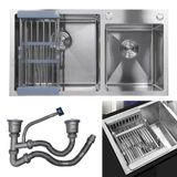 Cuba Cozinha Dupla Goumert Aço Inox Escorredor Luxo Lava Louça Alimentos Limpa Pia Balcao Bancada Area Externa