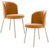 Kit 2 Cadeiras Sala De Jantar Estofada Gavi Arena L02 Couríssimo Whisky Lyam Decor