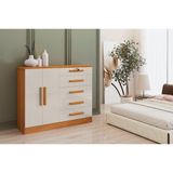 Cômoda New Athos 2 Portas 5 Gavetas Com Sapateira 100% Mdf Cinamomo Off