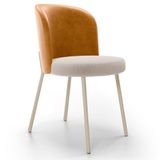 Cadeira Para Sala De Jantar Cozinha Estofada Gavi Arena L02 Couríssimo Whisky Bouclê Creme Lyam Decor