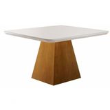 Mesa De Jantar Quadrada Com Vidro 1,35x1,35m - Rubi - Móveis Mundial