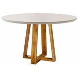 Mesa De Jantar Redonda Com Vidro 1,20m - Natalle - Móveis Mundial
